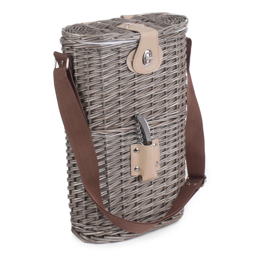 Insulated Carry basket - 2 Bottle, 26 x 15 x 37cm, Brown-2