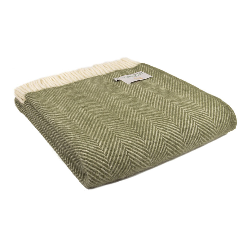 Fishbone Throw, 150 x 183cm, Olive-0