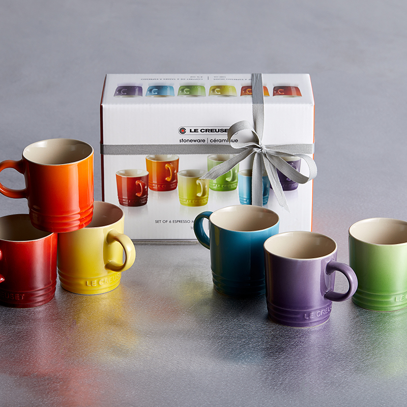 Stoneware Set of 6 espresso mugs, 100ml, Rainbow-6