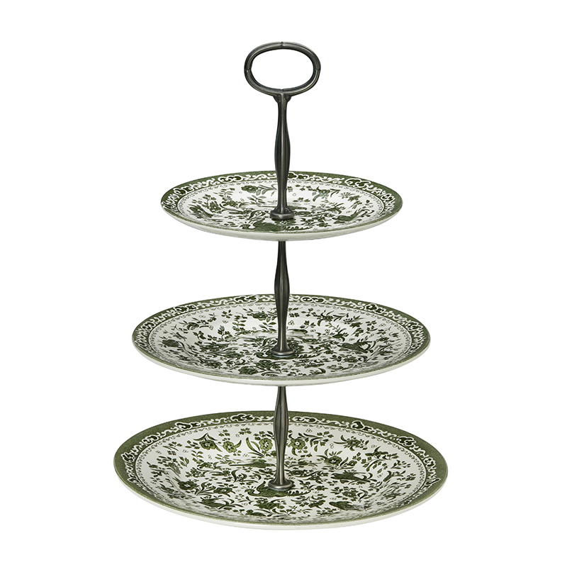 Regal Peacock 3 Tier Cake Stand, H35 x W26.5 x D26.5cm, Green-0