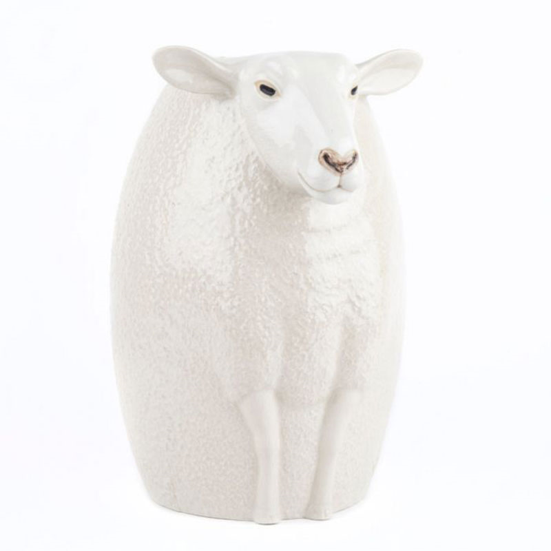 White Faced Suffolk Sheep Flower Vase, H23cm, White-0