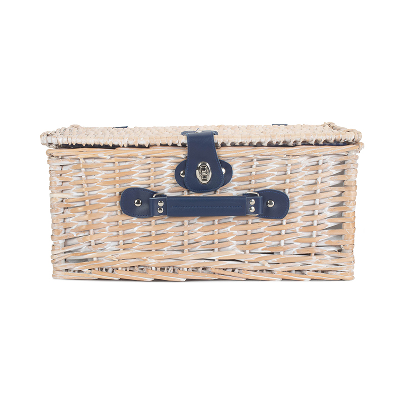 Gingham 2 Person Fitted Hamper, Blue & White-2