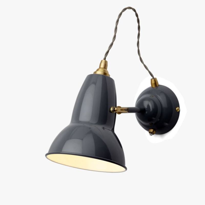 Original 1227 Brass Wall Light, Elephant Grey-0