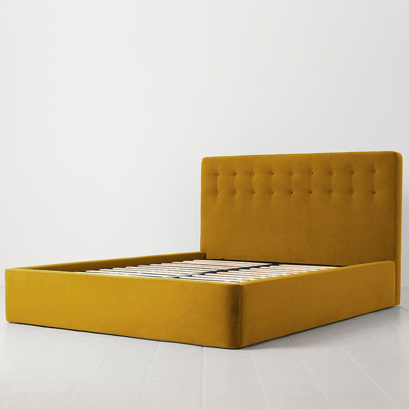 Bed 01 Velvet King Size Frame, Mustard-1