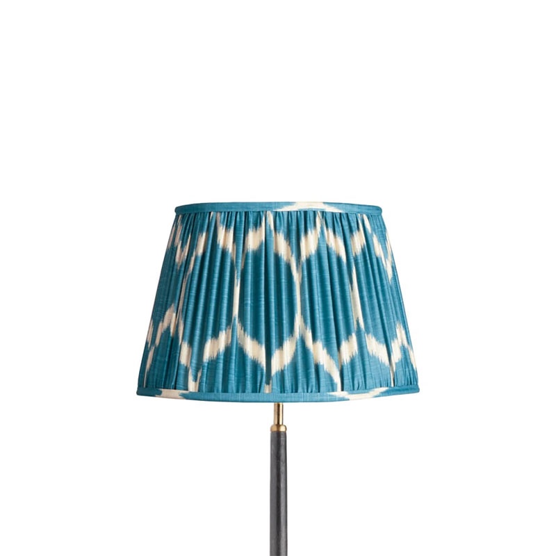 Striaght Empire Shade, 35cm, Turkish Blue Yoda Printed Silk Ikat-1