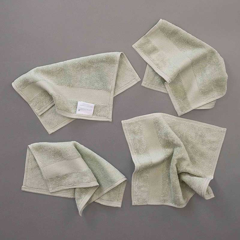 Organic 600gsm Set of 2 Face Towels, 30 x 30cm, Sage Green-1