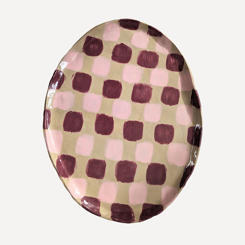 Rosie Gore Dash Platter, 26cm x 32cm, Pink & Burgundy-1