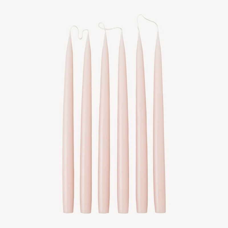 Set of 6 Tapered Dinner Candles, H35cm, Powder Pink-0