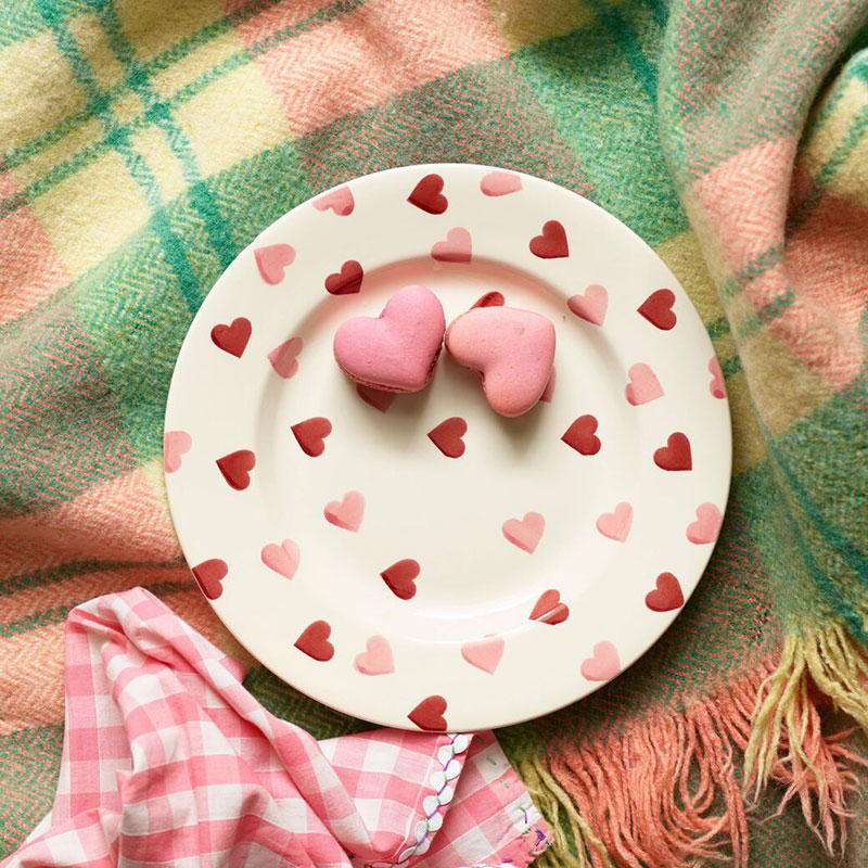 Pink Hearts Plate, D22cm, Cream-0