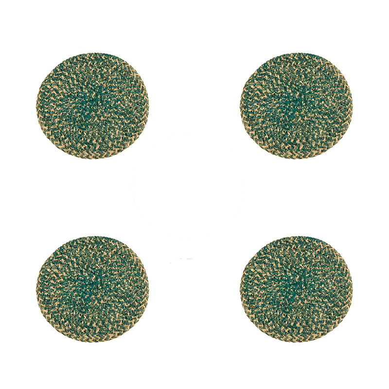 Jute Set of 4 Coasters, D10cm, Olive-0