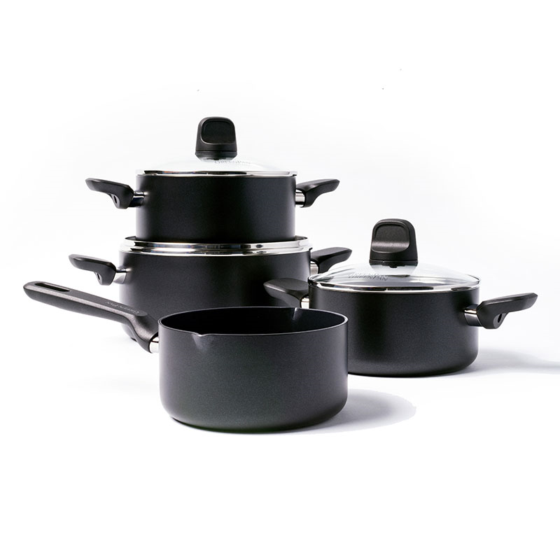 Memphis Non-Stick 4 Piece Cookware Set, Black-0