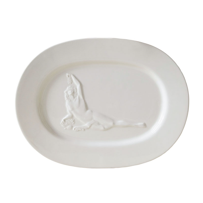 Bacchus Ceramic Serving Plate, 40cm, White-0