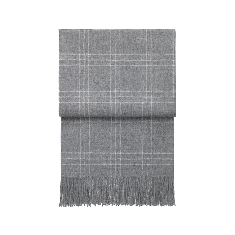 Superior Plaid Throw, H200cm x W130cm, Light Grey/White-0