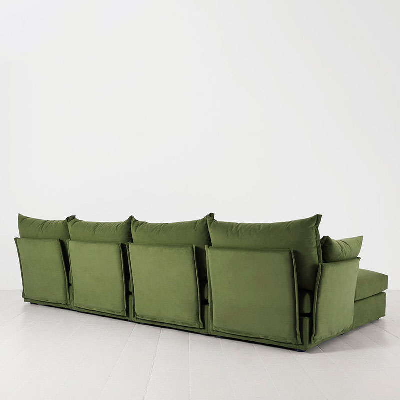 Model 06 Velvet 4 Seater Sofa With Chaise, Vine-2