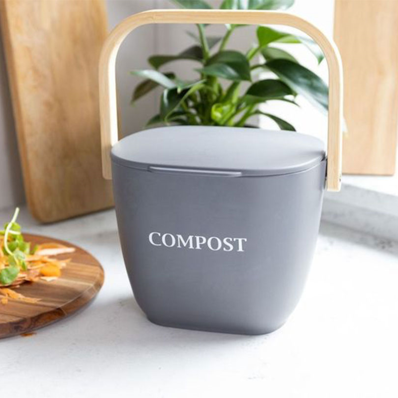 Natural Elements Eco-Friendly Bamboo Fibre Compost Bin, Grey-2