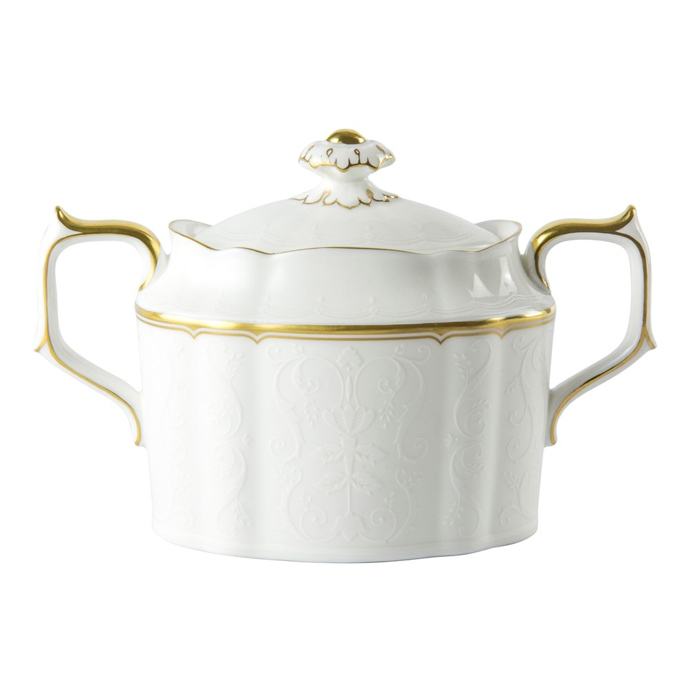 Darley Abbey Pure Gold Large covered sugar bowl, H10cm, White/Gold-0