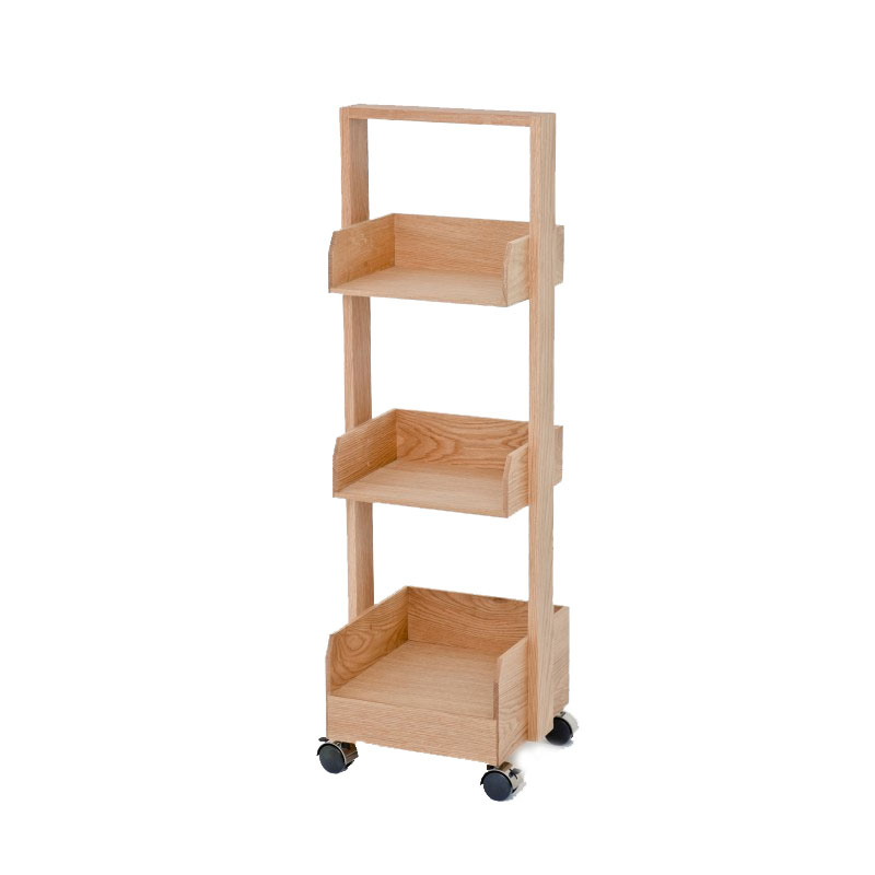 Mini Bookie Roller Shelf, Natural Oak-1