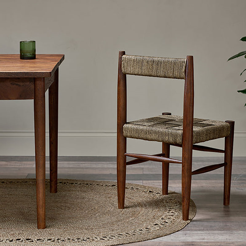 Ranunak Acacia Woven Dining Chair, Washed Walnut-5