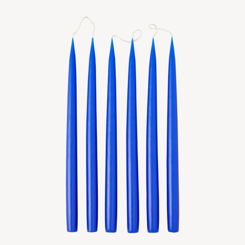 Set of 6 Tapered Dinner Candles, H35cm, Cobalt Blue-0