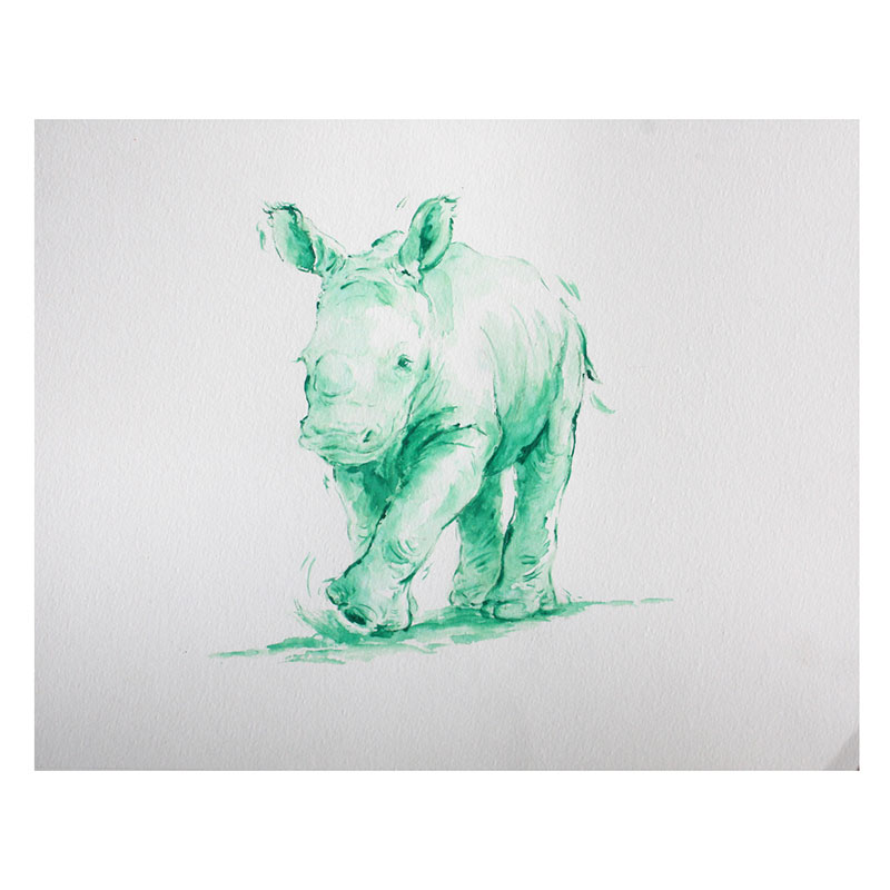 Green Rhino Framed Print-0