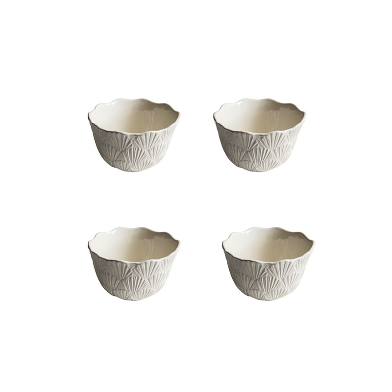 Laguna Shell Set of 4 Cereal Bowls, H 10cm, W 15.5cm, D 15.5cm, Linen-1