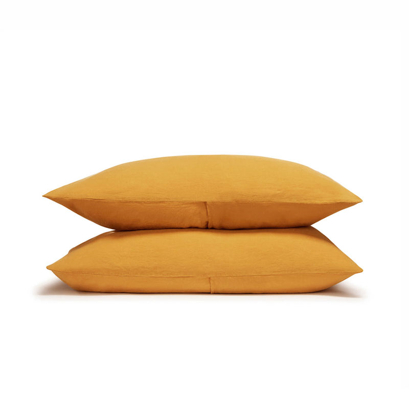 Linen Pair of Standard Pillowcases, Ochre-1