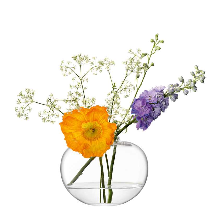 Flower Curved Bouquet Vase, H15cm, Clear-2