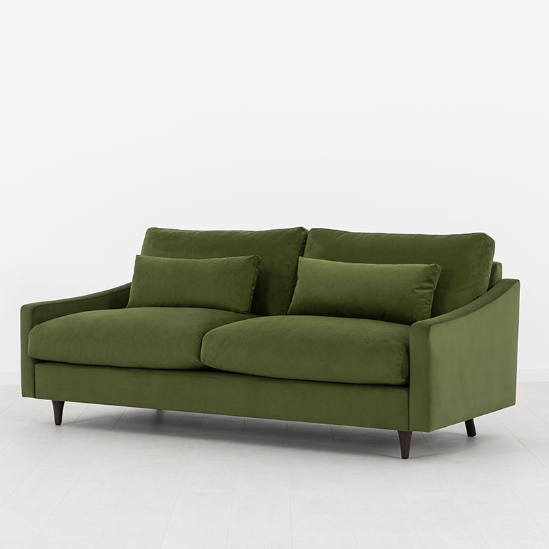 Model 07 Velvet 3 Seater Sofa, Vine-1