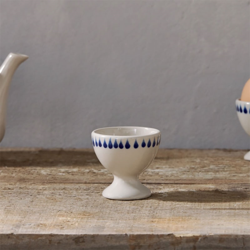 Indigo Drop Set of 2 Egg Cups, Cream & Blue-3