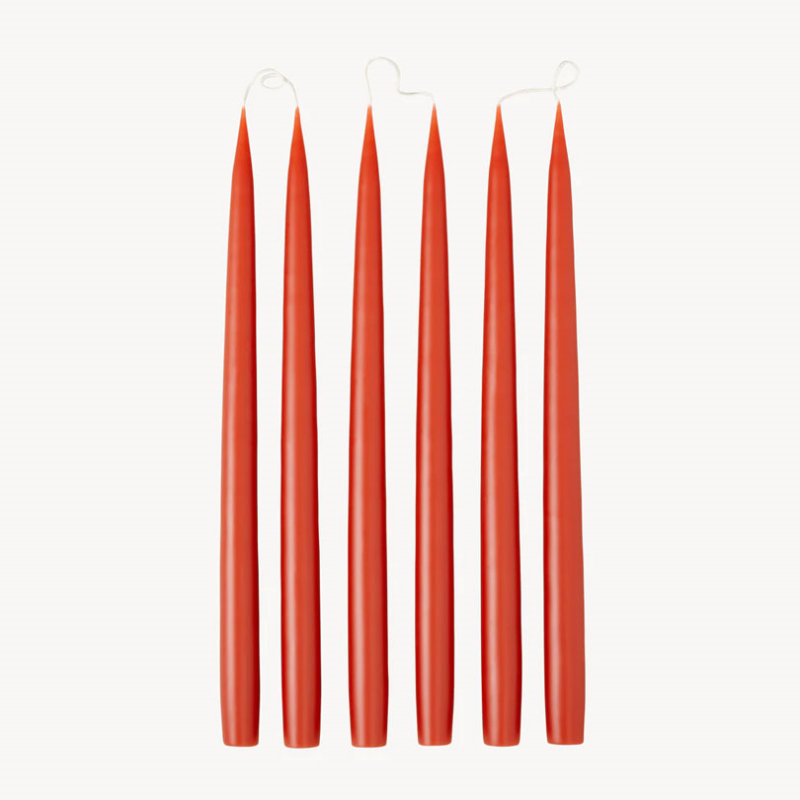 Set of 6 Tapered Dinner Candles, H35cm, Rust-0