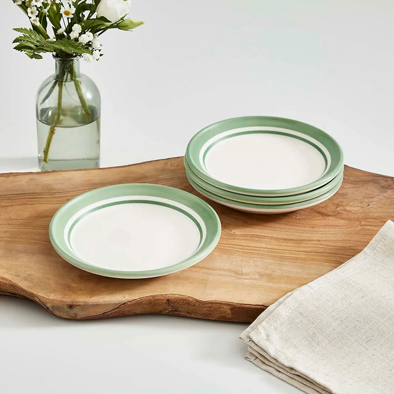 Potter's Stripe Set of 4 Bread Plates, D15cm, Green-0