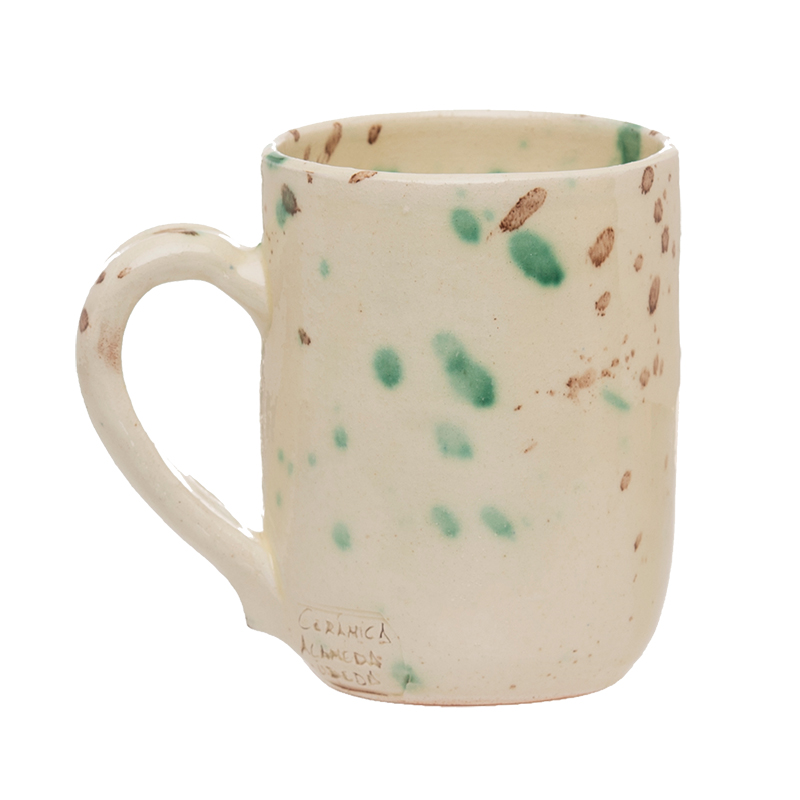 Manchada Set of 4 Speckled Mugs, H11cm, White & Green-1