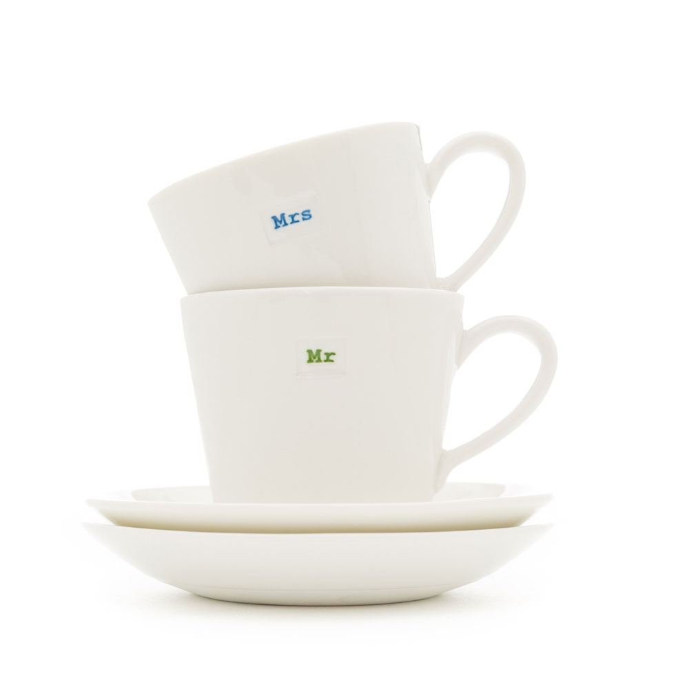 'Mr & Mrs' Set of 2 Espresso Cups, 70ml-0