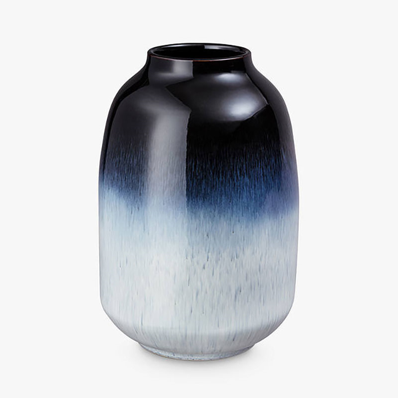 Halo Large Barrel Vase, H26cm, Blue-0