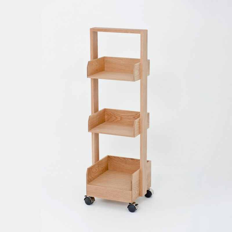 Mini Bookie Roller Shelf, Natural Oak-2