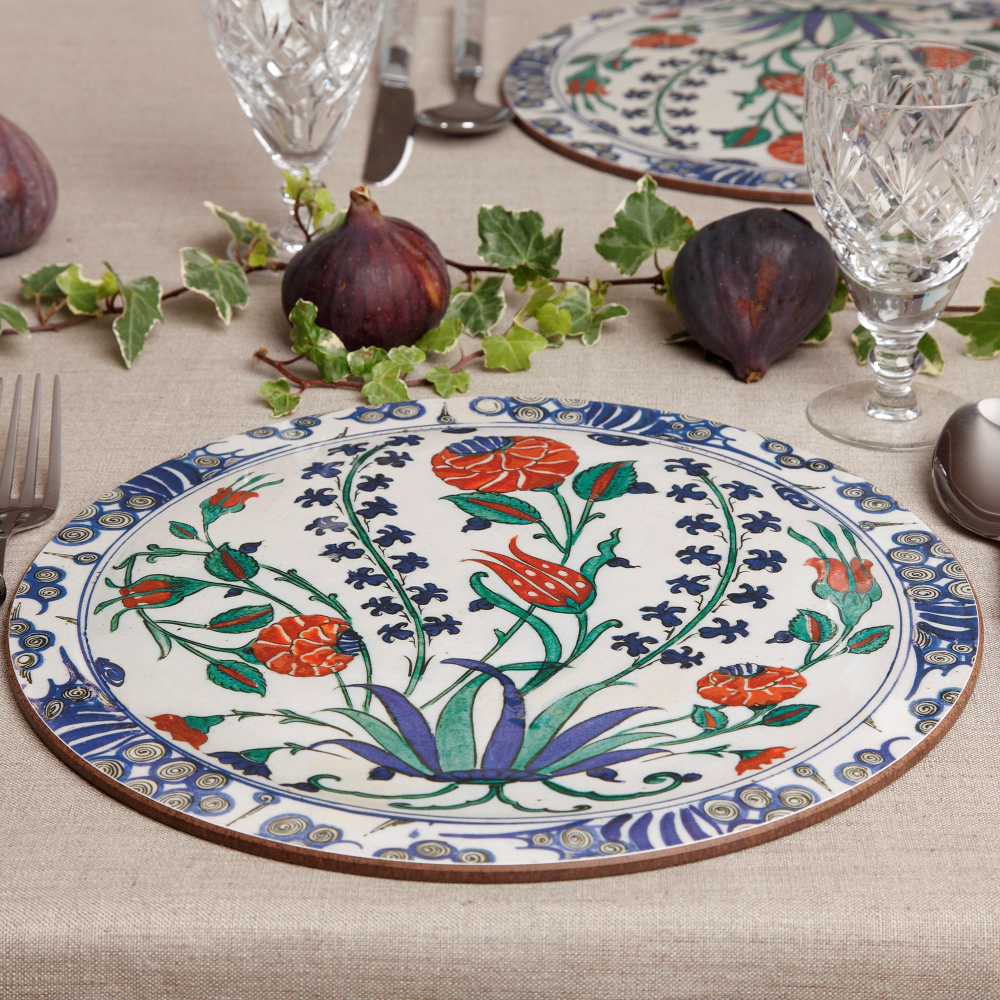 Iznik Set of 4 round table mats, 25.5cm-0