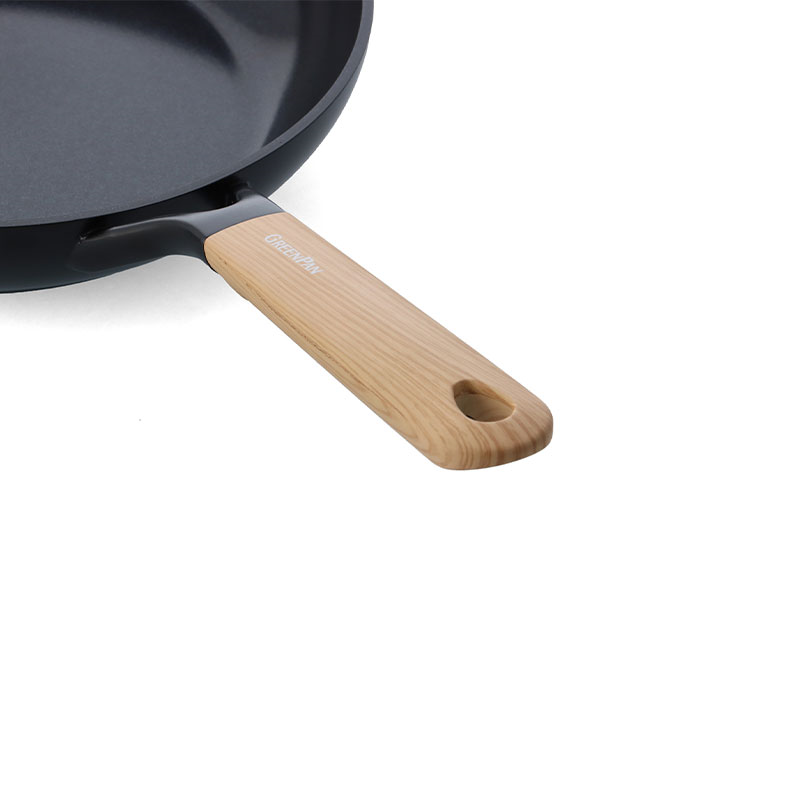 Eco-Smartshape Non Stick Wok with Light Wood Patterned Handle, 24cm, Black-5