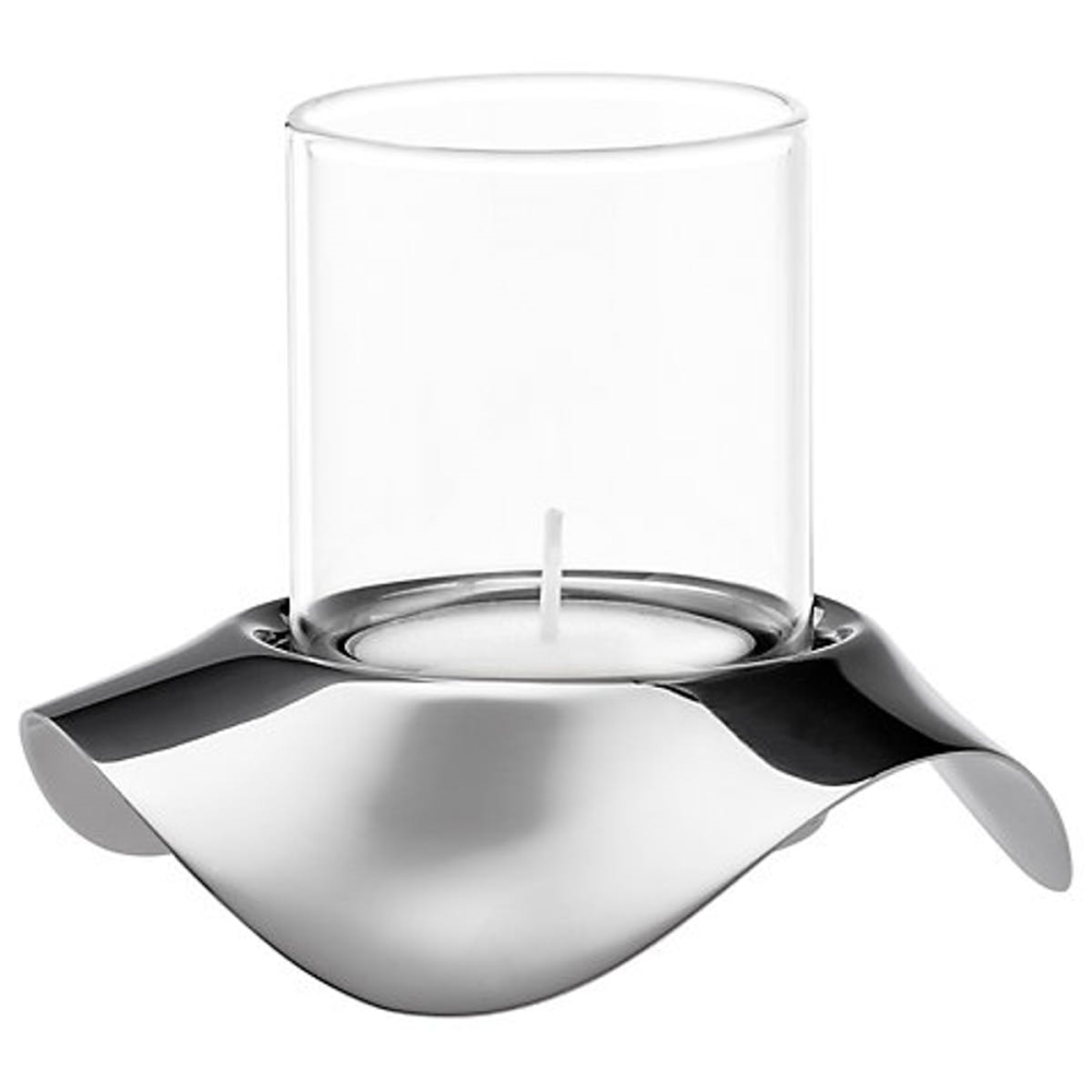 Drift Tealight holder, H8.5 x W11cm, Stainless Steel And Glass-0