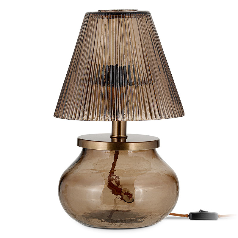 Dimalai Recycled Glass Table Lamp, H26cm, Brown Smoke-1