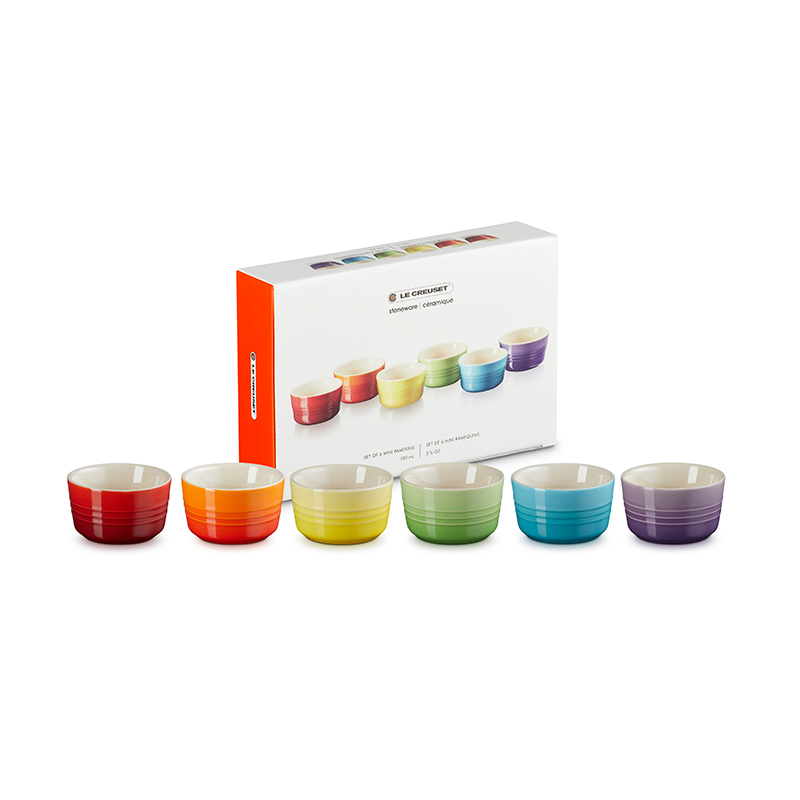 Stoneware Set of 6 mini ramekins, rainbow-1