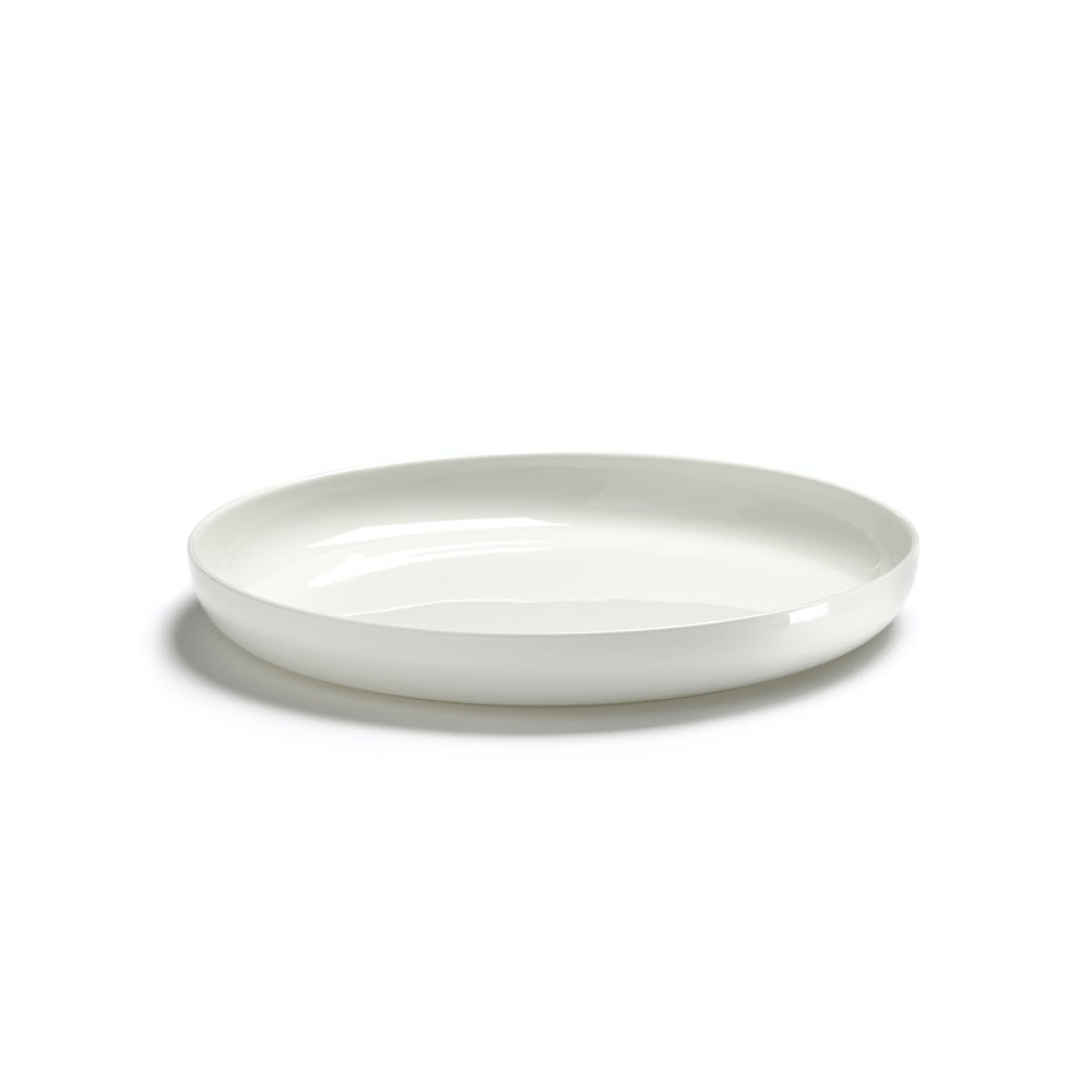 Base, Set of 4 Glazed High Plates, White, White-0