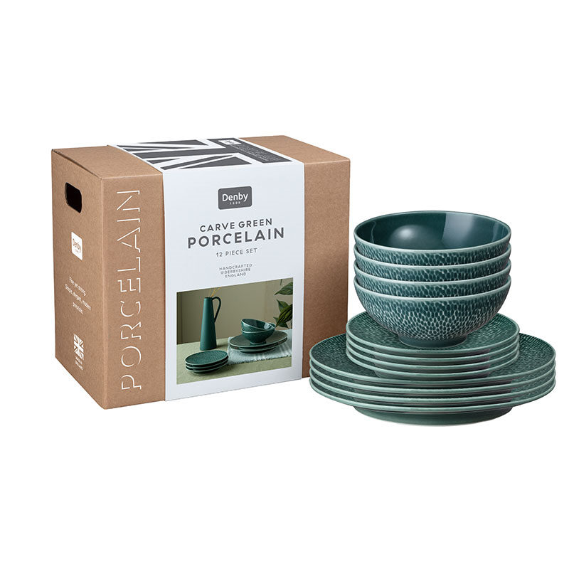 Carve Green 12 Piece Tableware Set-1