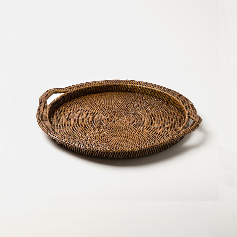 Inle Rattan Tray, D40cm, Brown-0