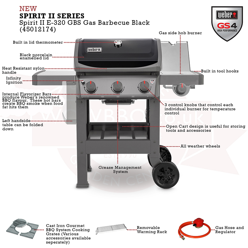 Spirit II Gas barbecue - E-320 GBS, H145 x W132 x D66cm, Black-3