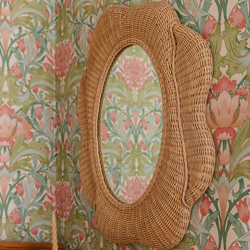 Blossom Oval Rattan Mirror, 60cm, Natural-3