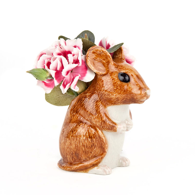 Wood Mouse Bud Vase, H8cm, Brown-0