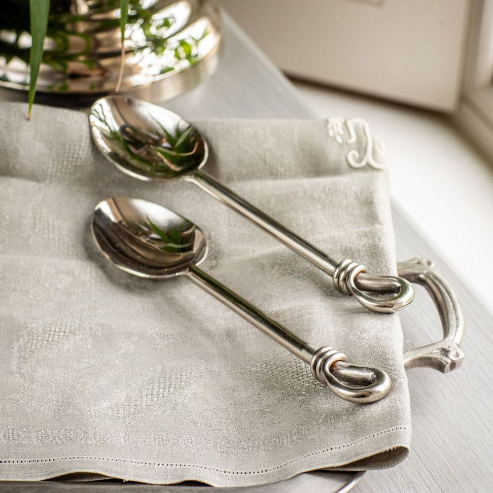 Polished Knot Pair of serving spoons, 24.5cm, Stainless Steel-0