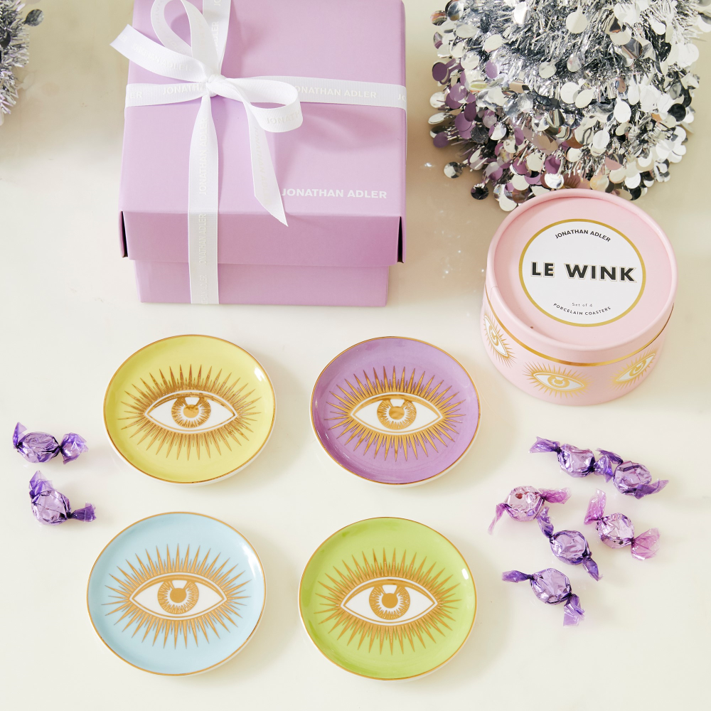 Le Wink Set of 4 Coasters, D10cm, Multi-1