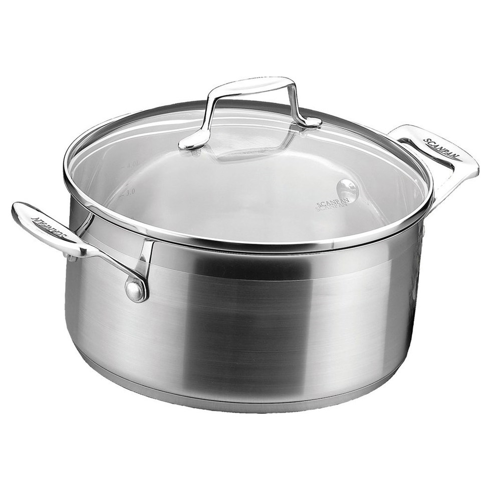 Impact Dutch oven with lid, 4.8 litre - D24cm, Stainless Steel And Glass-0