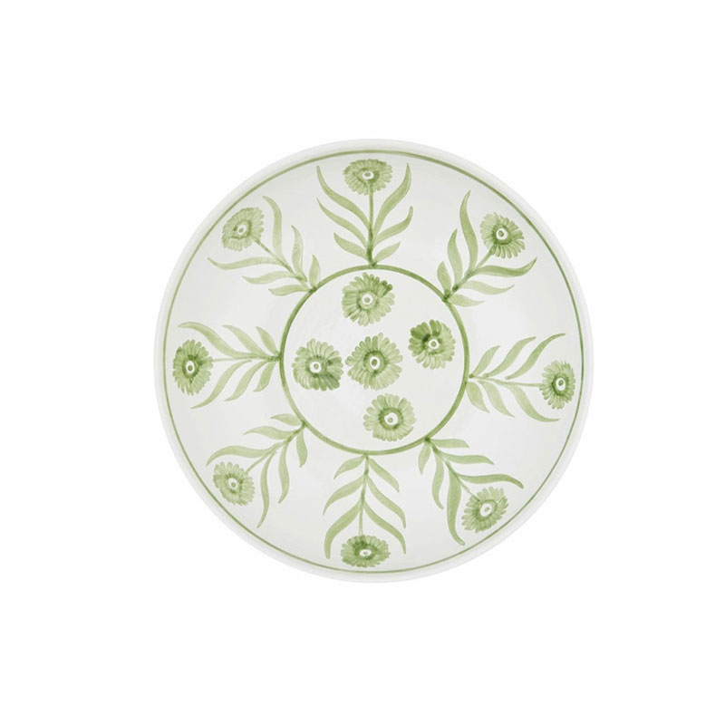 Summer Flower Shallow Bowl, Green-1